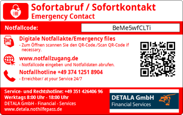 NotHilfePass Rückseite